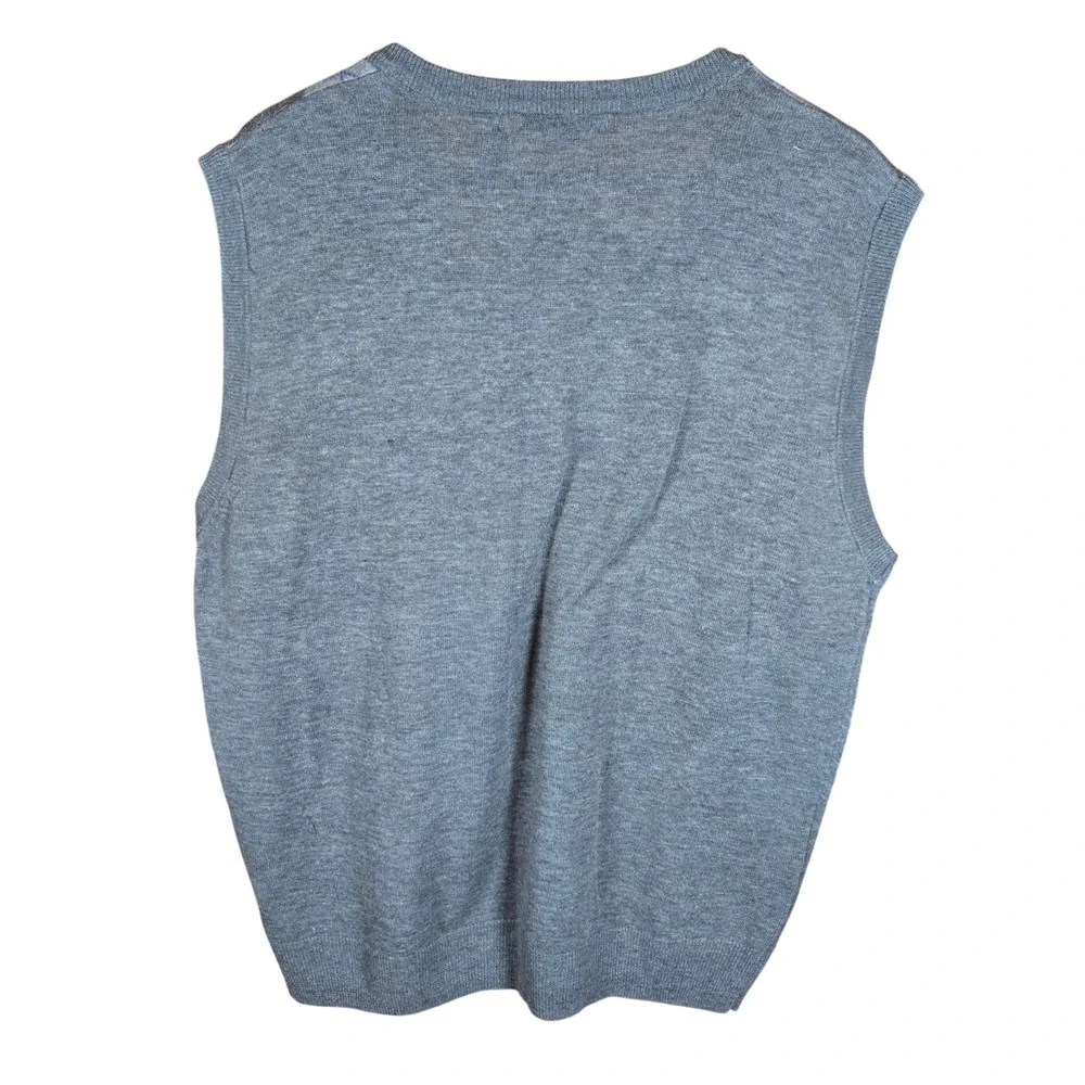 CHERESKIN Mens Argyle V Neck‎ Sleeveless Sweater Vest Gray Blue L
